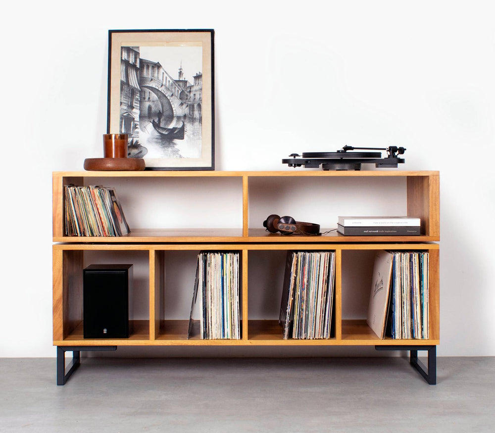 Minimalist & Mid Century Modern Solid Wood Vinyl Storage Cabinets